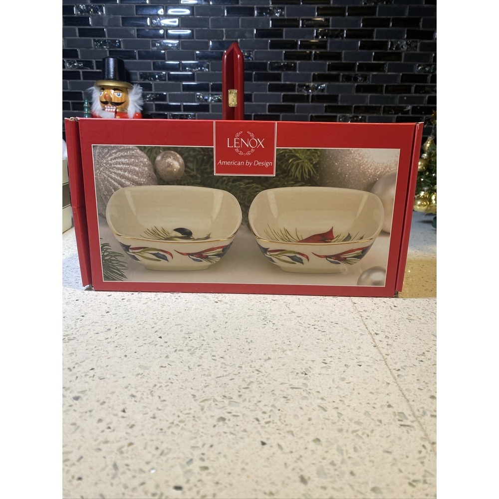 Lenox NIB Winter Greetings Set‎ of 2 Dipping Bowls - 4"